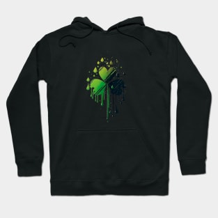 Minimalistic splash design of Saint Patrick's day shamrock leaf Hoodie